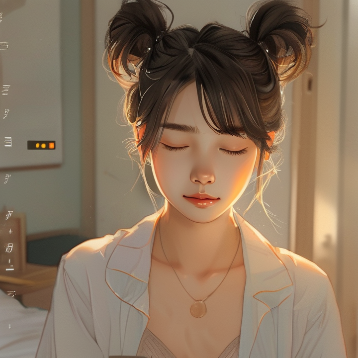 5分钟后,阿妍心跳平复,手机弹出环境噪音等级和个性化睡眠计划,包括放下手机、冥想、熄灯时间。她认真阅读。